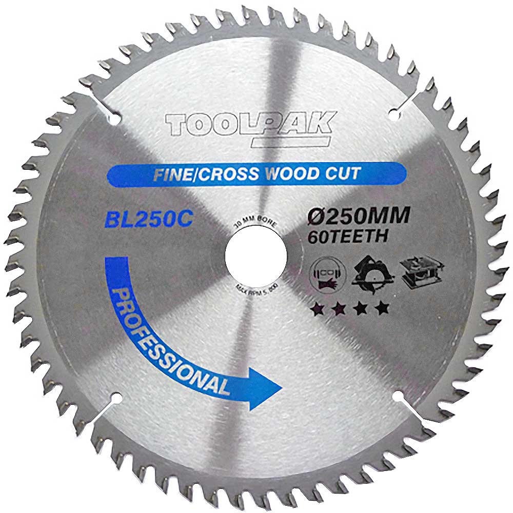 250mm x 30mm x 60T  Table / Mitre Saw Blade